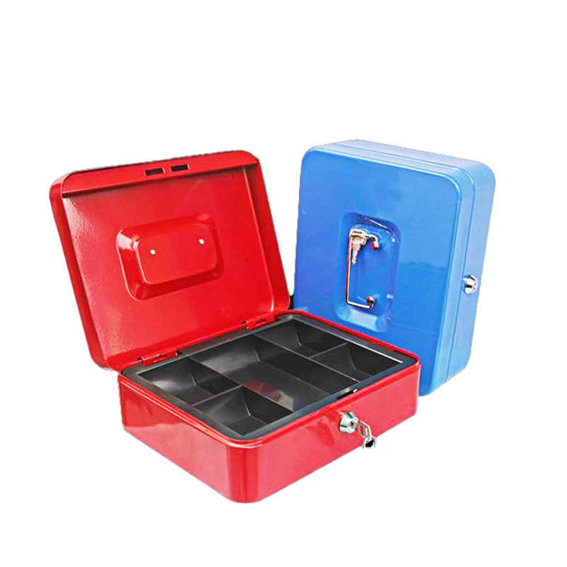 Steel Security 10 inch Lock Coin Box Metal Money Saving Bank with Money Tray for Hotel Storage Secure Cash Box