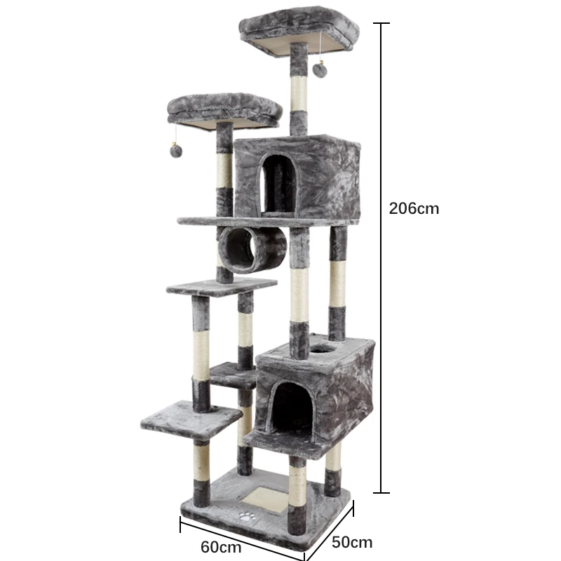 Custom luxury pet products scratching modern floor to ceiling wood cheap large high quality cat tree