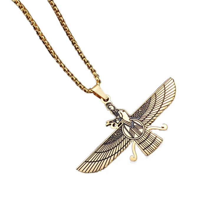 MoyaMiya Farvahar wing  Ahura Mazda  Zoroastrian  Persian Iran symbols stainless steel jewelry  men