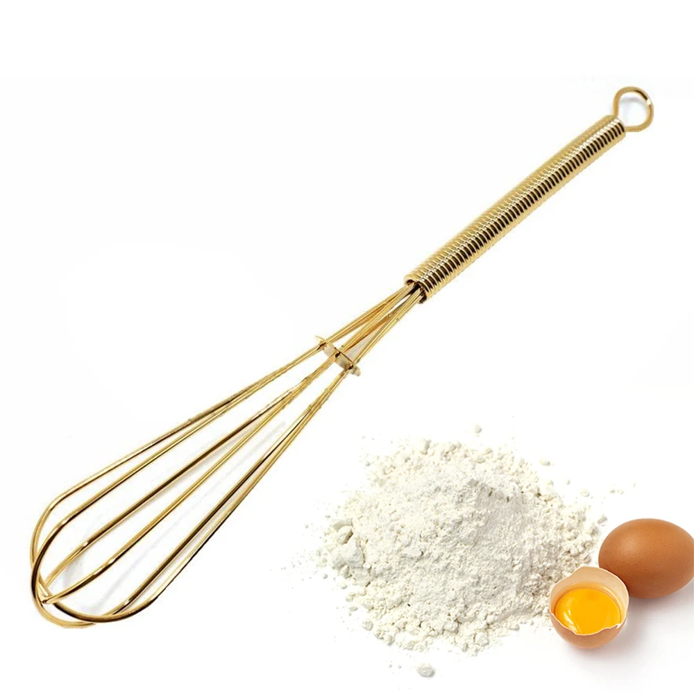 Rust-Proof Balloon Wire Whisker Egg beater Hand Mixers Gold Stainless Steel Whisk for Baking Blending