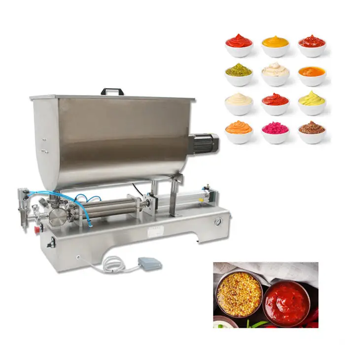 New Large Rotary Valve U Type Tomato Sauce Horizontal Mixing Food Filling Machine for Pepper Chili Sauce
