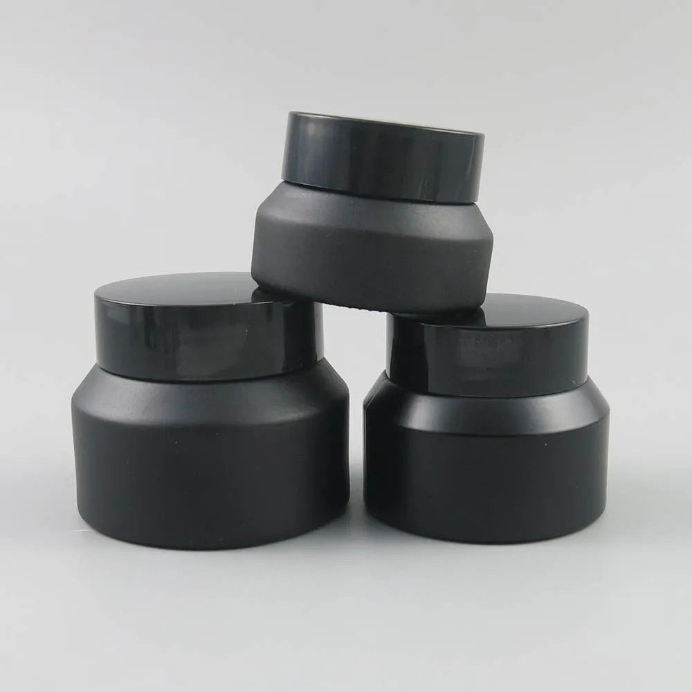 
sloping shoulder jar frosted olive green glass jar cosmetics cream skincare packaging 