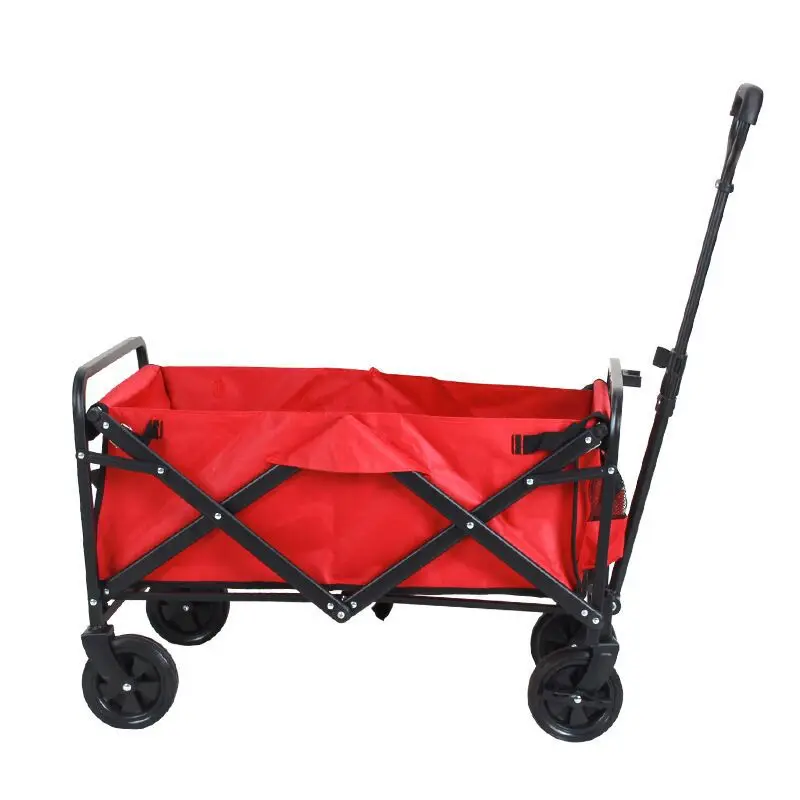 Wholesale Outdoor Folding Garden Storage  Big Wheel Metal Wagons Camping Cars Custom Wagons