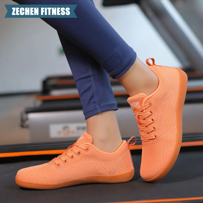 Custom logo flexible flat wide toe box comfortable indoor shoes casual barefoot shoes gym fitness shoes