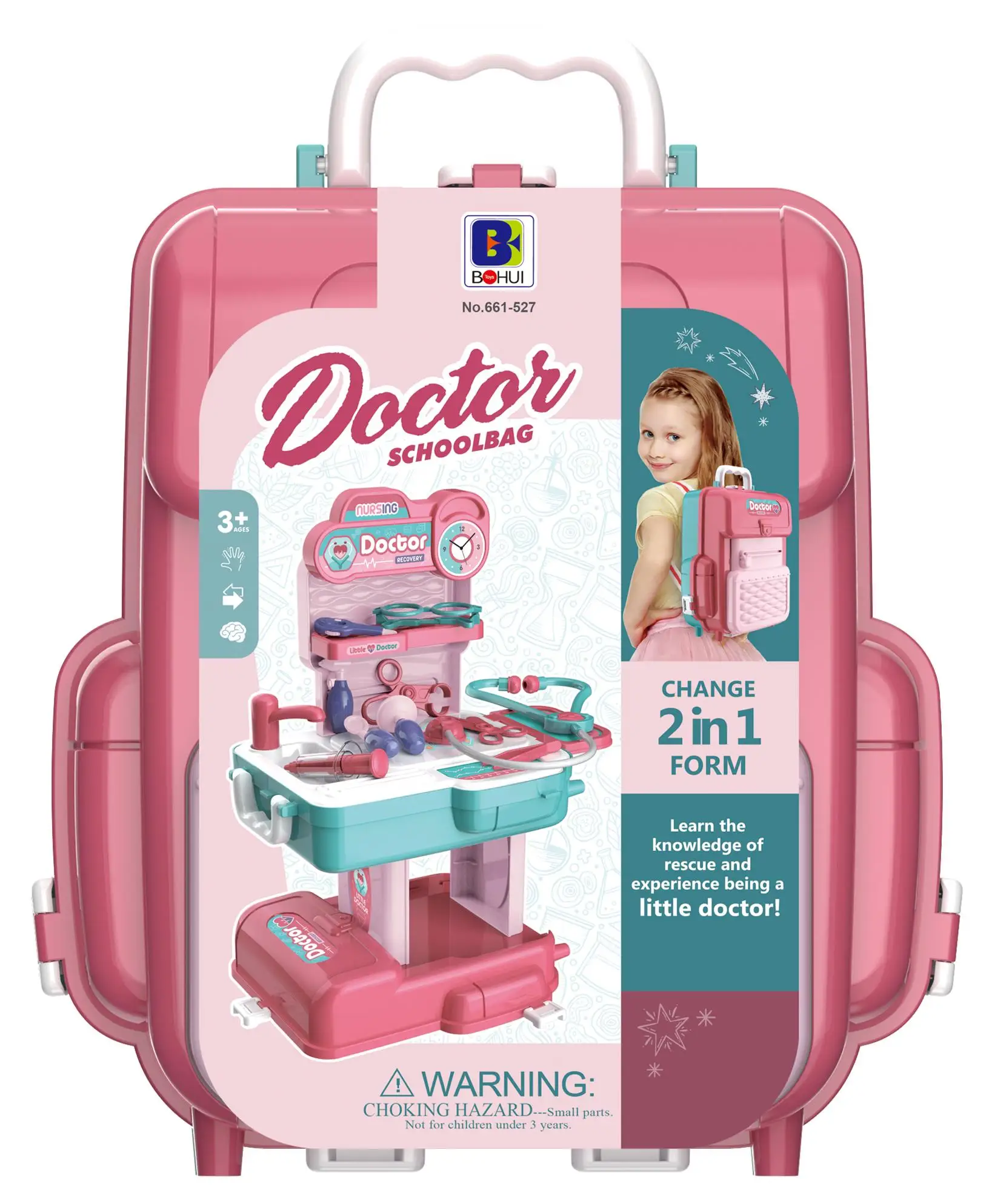 22 Pcs Medical Accessories Educational  Suitcase Toy Pretend Play Set Doctor Schoolbag Toy