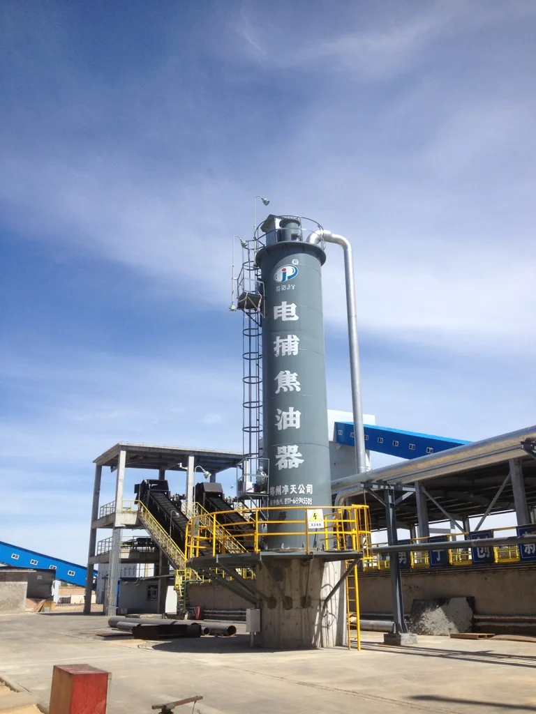 Vertical high-voltage power supply control honeycomb structure tower equipment for capturing tar and asphalt smoke