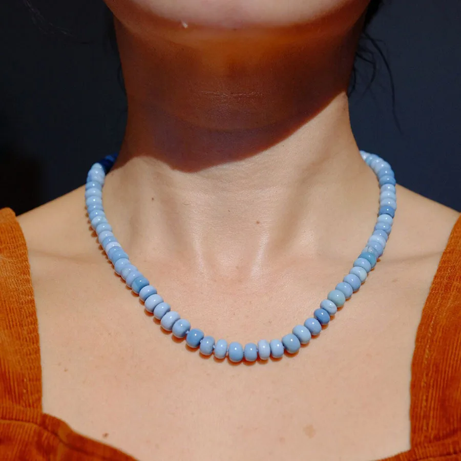 Woying Summer Jewelry Green Natural Stone Pendant Necklace fashion beaded necklace