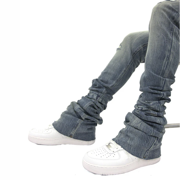 custom stacked jeans men trousers denim good quality  wholesale men stacked jeans