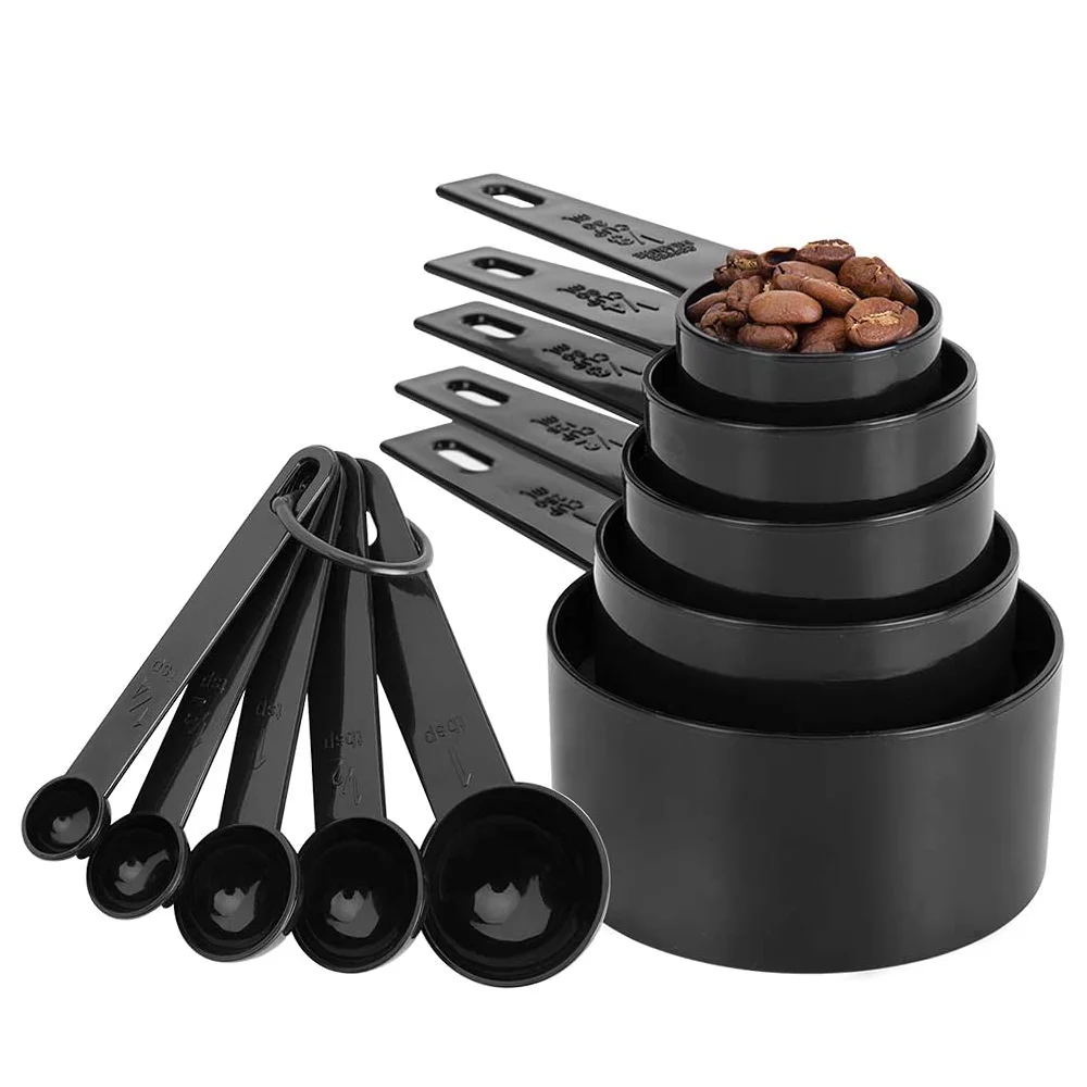 10 Piece Stackable kitchen cooking pp plastic Measuring cup and scoop Set for powder syrup coffee Cups spoons 250ml 30ml