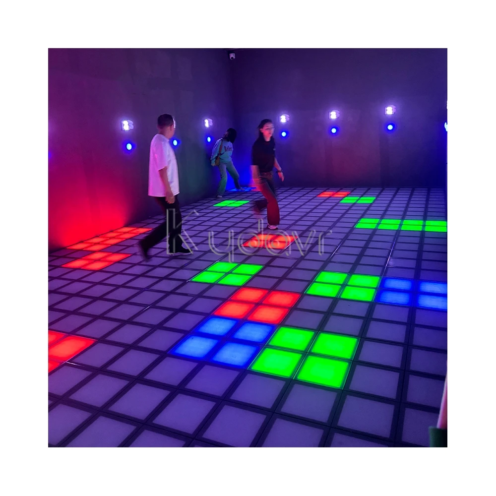 Customizable indoor playgrounds 30x30cm led light floor activate mega pixel grid interactive dance fitness game