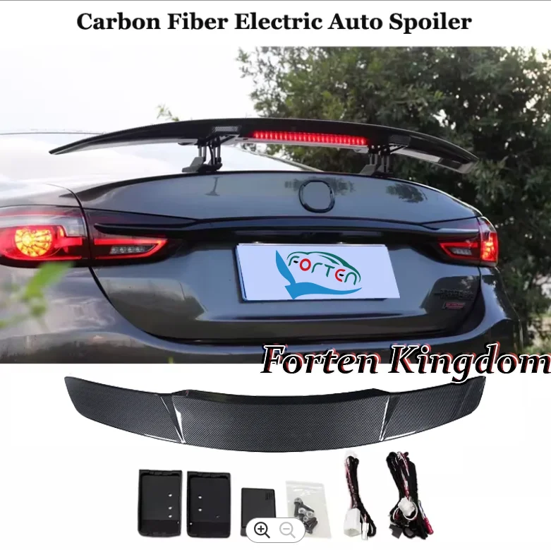 Auto Exterior Glossy Carbon Fiber Electric Automatically Universal Rear Trunk Tail Boot Lid Civic Spoiler Wing For All Sedan Car