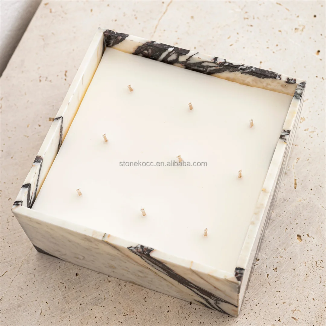 Stonekocc French Australia Calacatta Violet Marble Natural Stone Empty Candle Holder Cups Jar Room Vintage Ambiance ornament