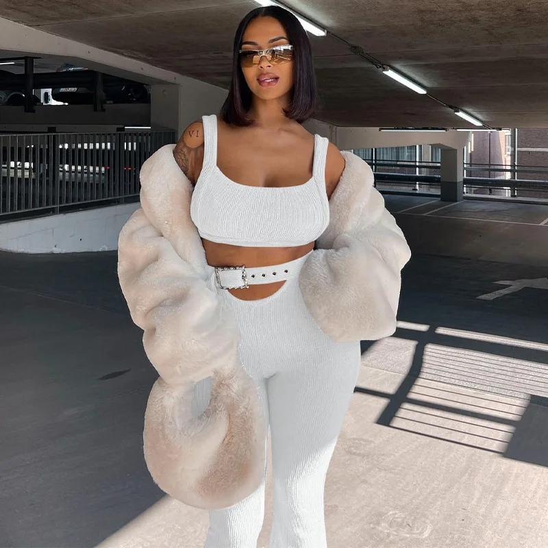 New Sleeveless Vest Flared Pants Two-piece Fashion Set Two Piece Set Women Clothing Summer 2023