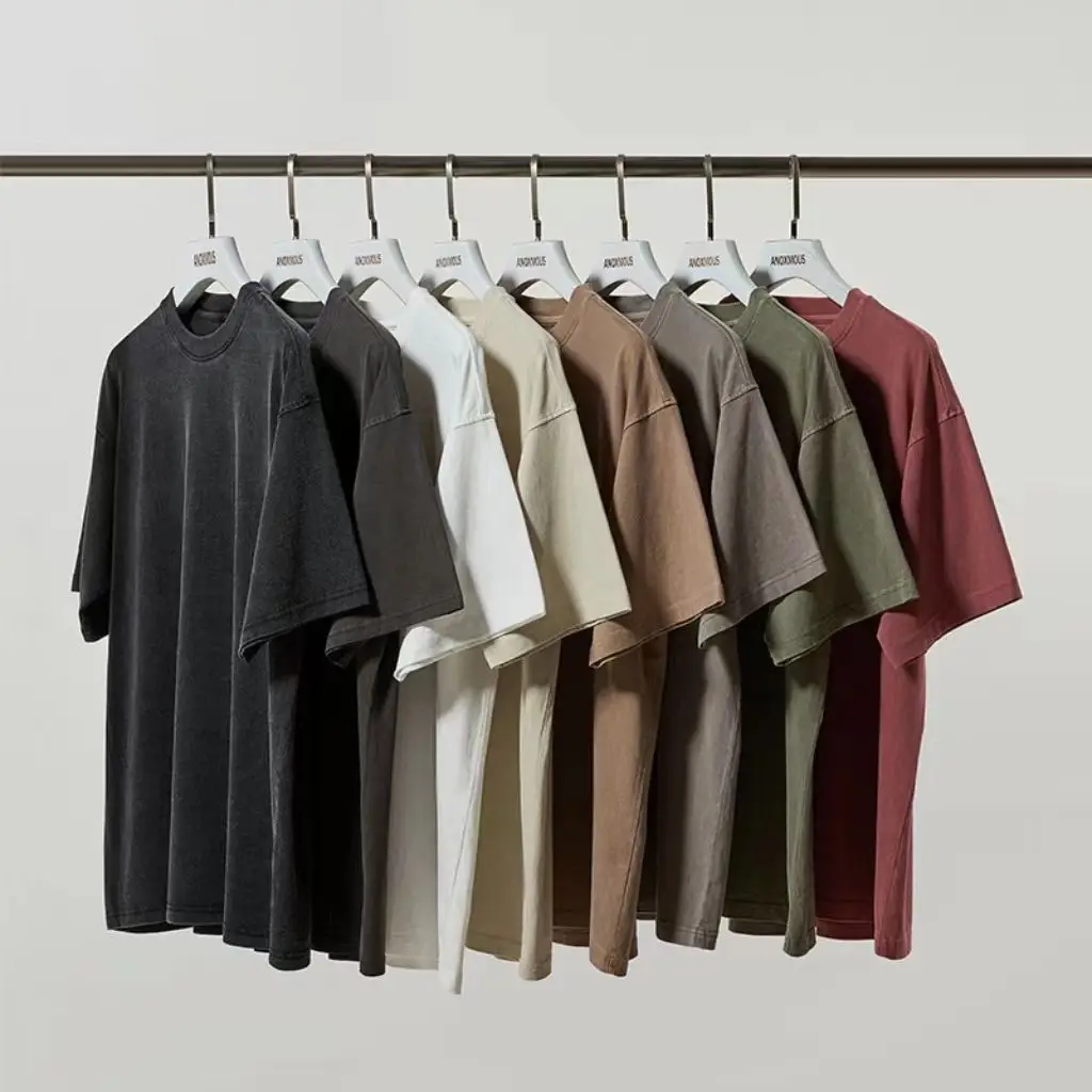 Custom Vintage Acid Wash T-shirt 100% Cotton 2024 New Style Box Heavyweight Oversized Washed Digital printing graphic Tee Shirt