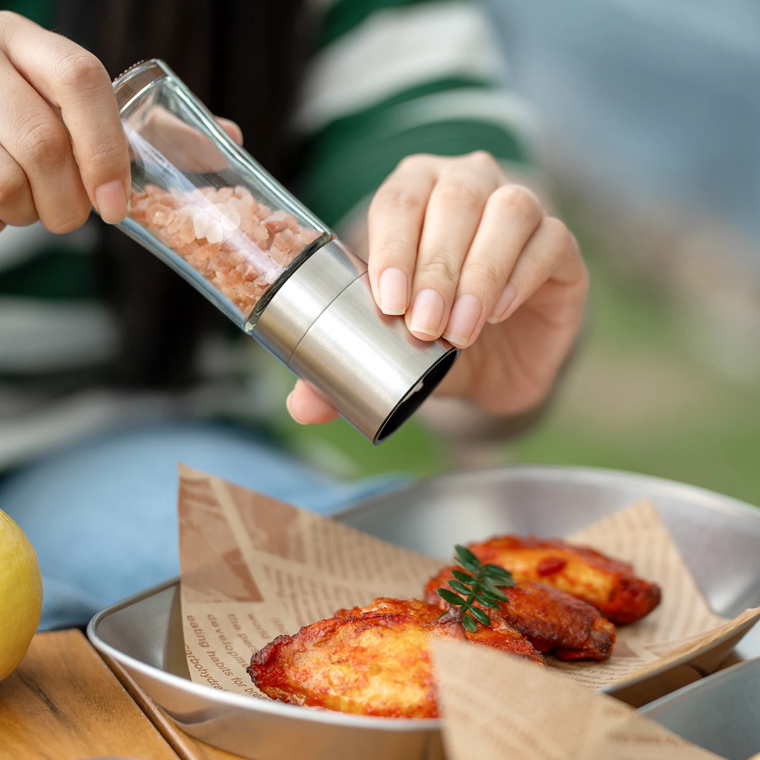 kitchen Accessories Cooking Tools Stainless steel Spice Pepper Grinder Adjustable Ceramic Burr Manual Salt and Pepper Mill Set