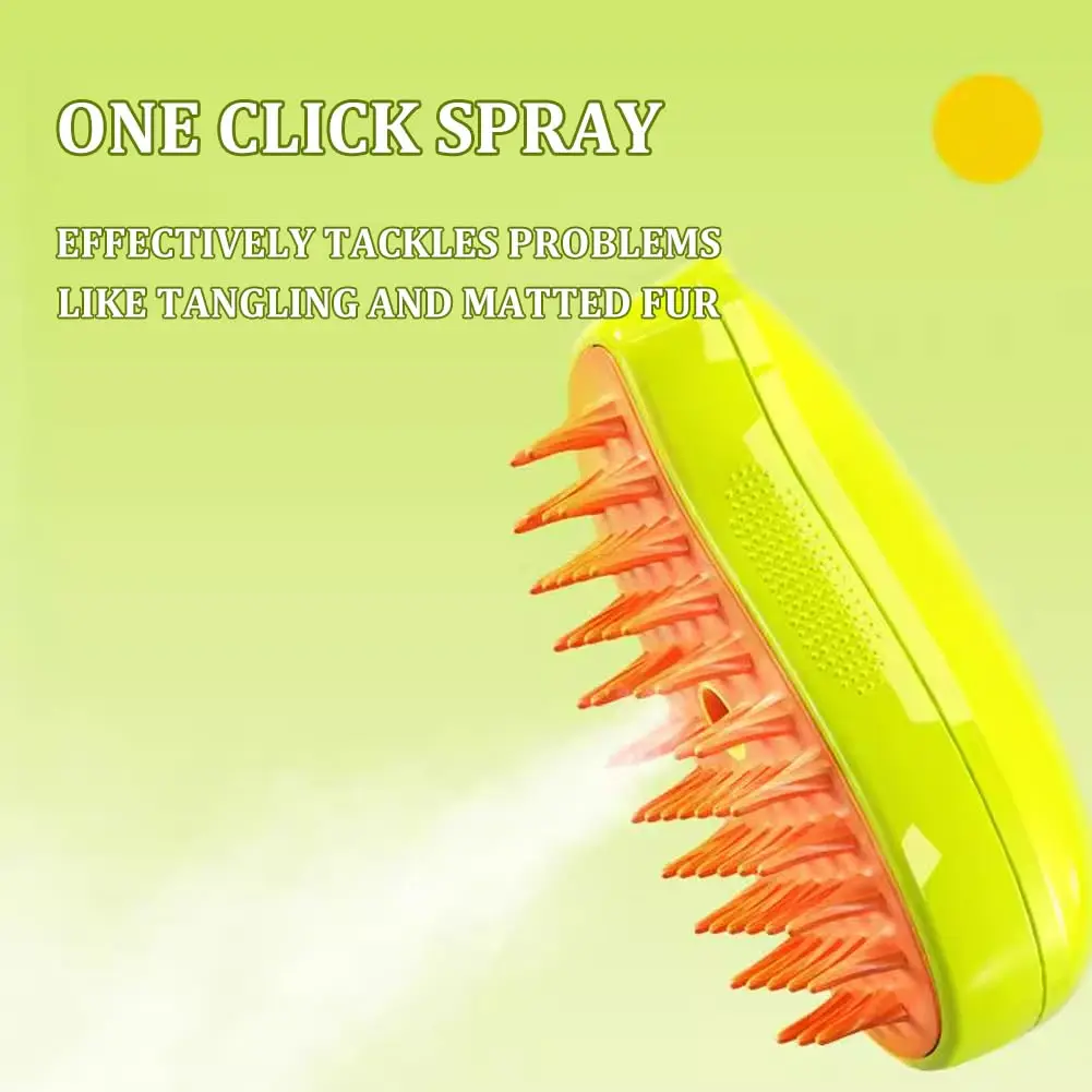 Multifunctional Cat Grooming Brush Button Pet Hair Removal Tool Comb Cat Steamer Brush 3in1 Steam Cat Brush With Wipes