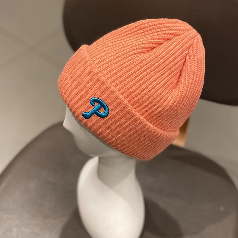 Custom LOGO Design Stitched Knitted Warm Winter Solid Color Skullcap Beanie Hat