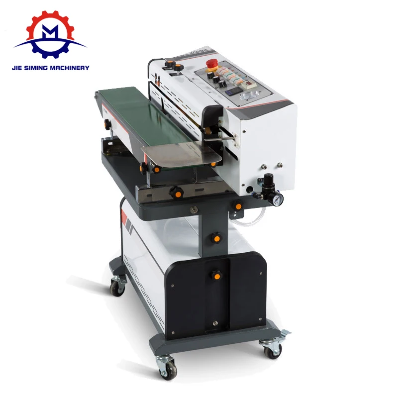 Vertical Continuous Air Suction Band vacuum Sealer with date printing