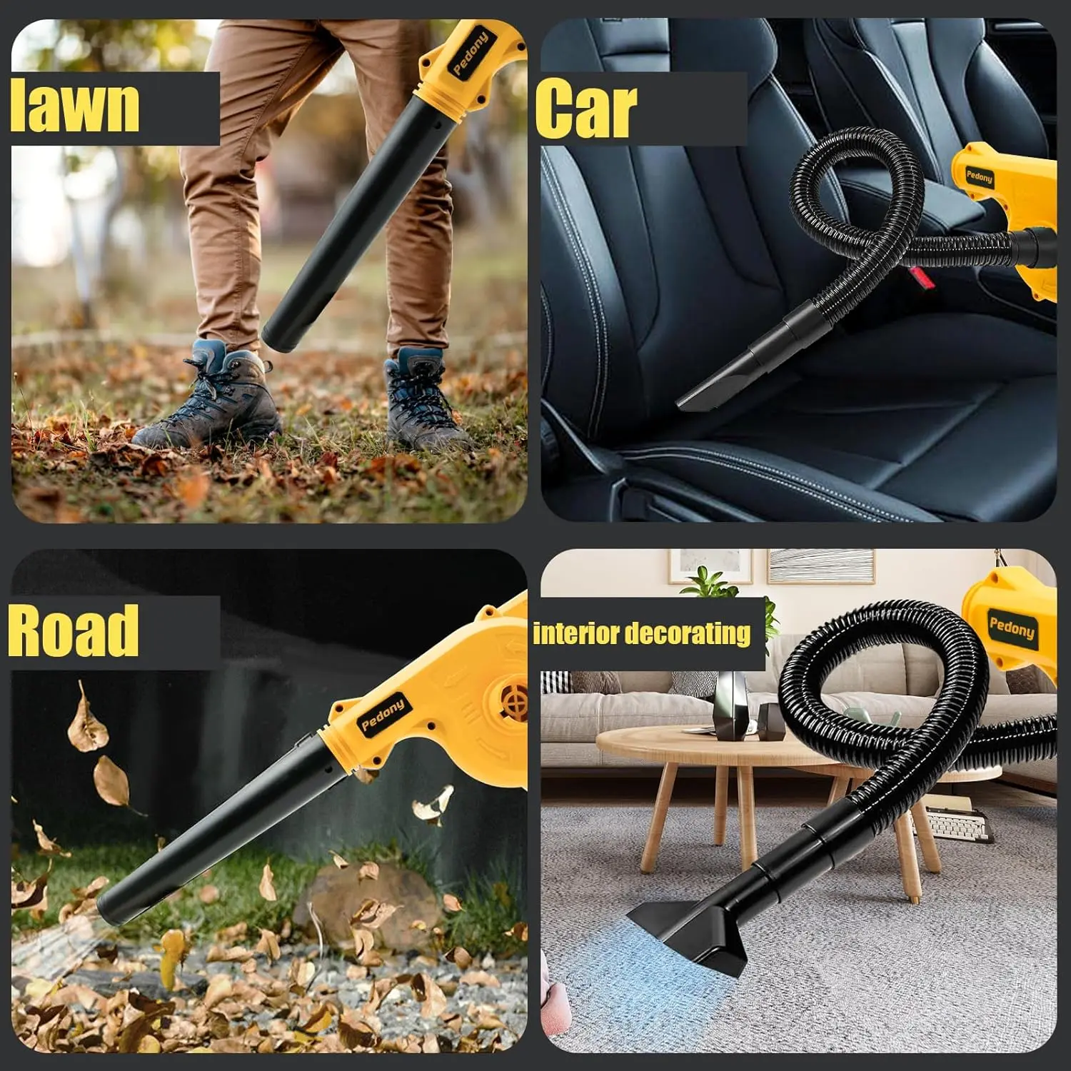 5 Pieces Cordless Electric Air Blower Vacuum Accessories Cleannig Blower Blowing & Suction Leaf Dust Collector