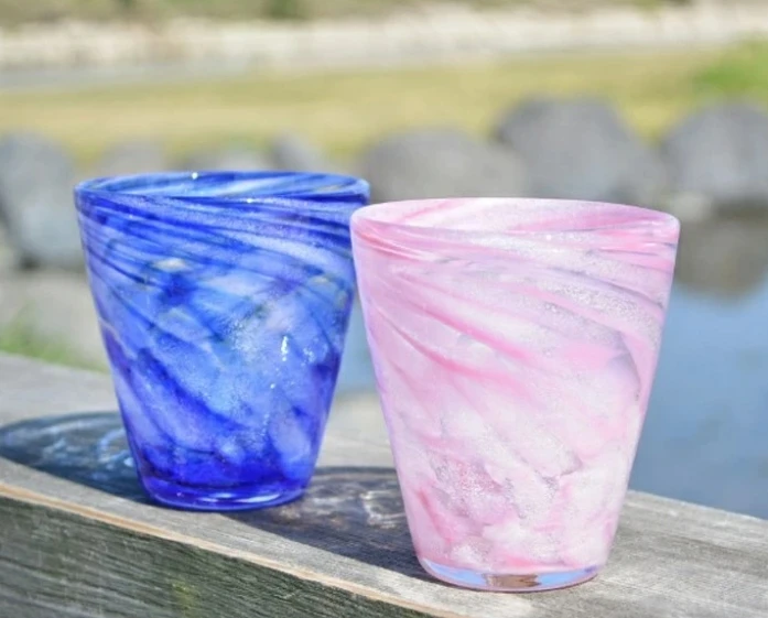 Japan Okinawa traditional craft coffee glass mug cup with ryukyu glass