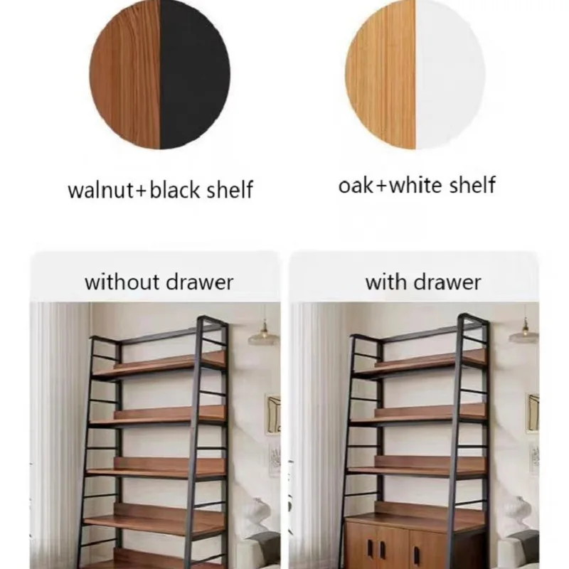 Hight Quality Walnut Hose Storage Rack Kids Study Room Panel Book Shelf Wooden Library Bookshelf