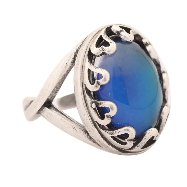 Оптовая продажа популярный ручной работы изменяемый посеребренный 12 видов цветов меняющий камень настроения кольцо для мужчин и женщин