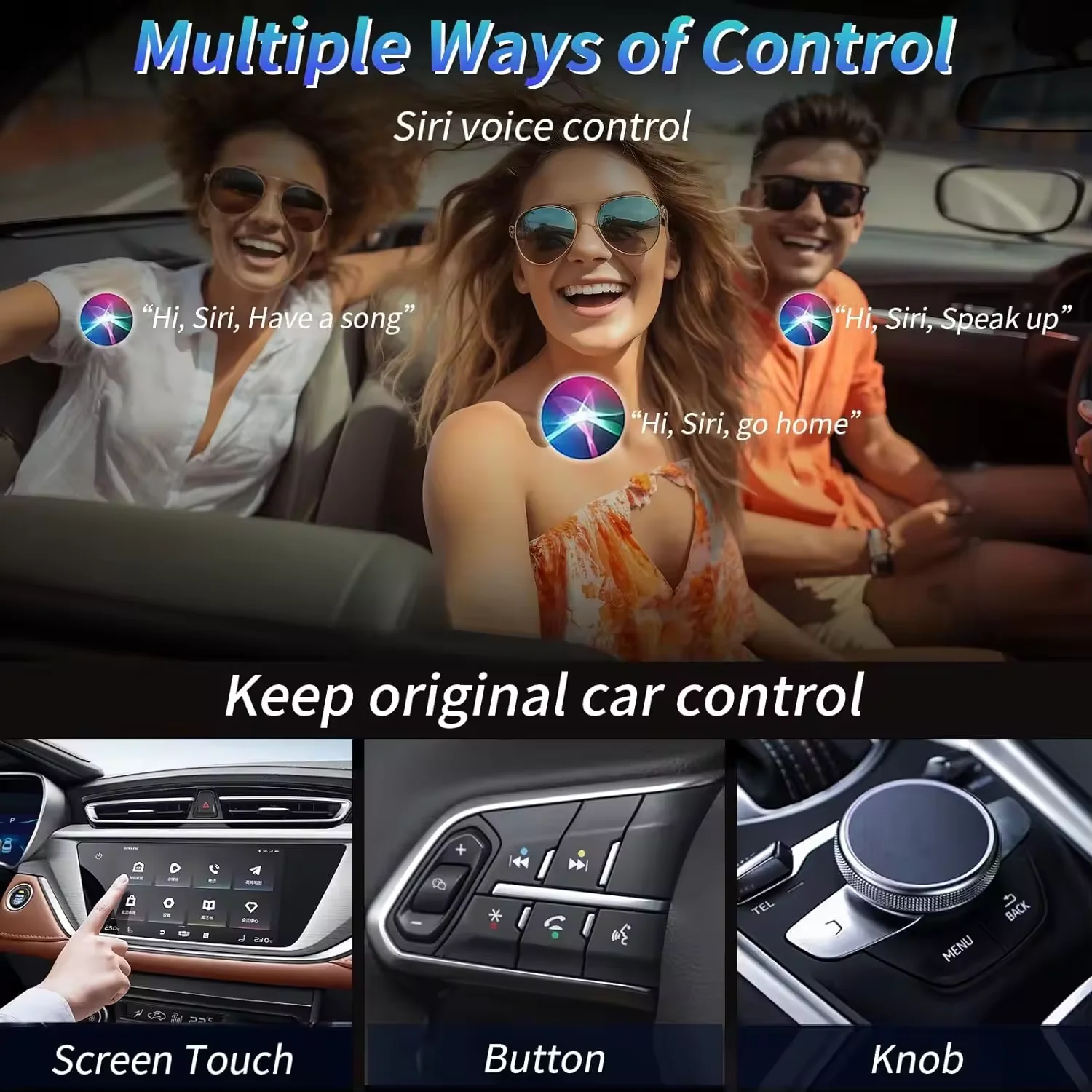 2024 Wireless Carplay Android Auto 2 in 1 Fit Adapter For Aftermarket Android Screen Car Plug and Play