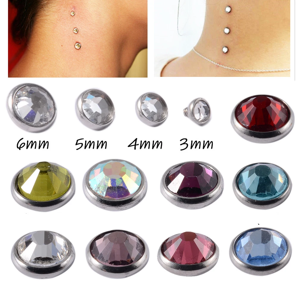 ASTM F136 Titanium G23 Micro Dermal Anchor piercing jewelry Clear Gem Skin Piercing Sexy Jewelry Implanted By Surface Puncture