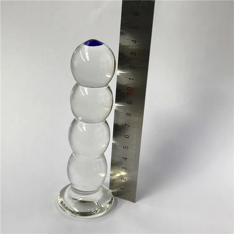 Modern type hand crystal penis decorative male glass dildo with four balls