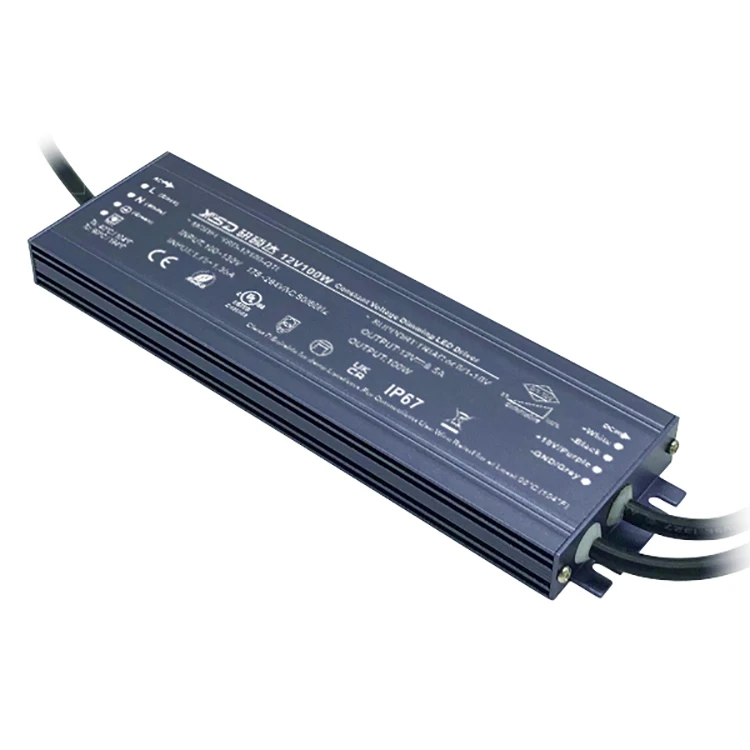 High Efficiency 90% Triac Dimmable 0-10V 12V/24V 100W 150W 200W 300W IP67 Subway Advertising Box For Waterproof LED Power Supply