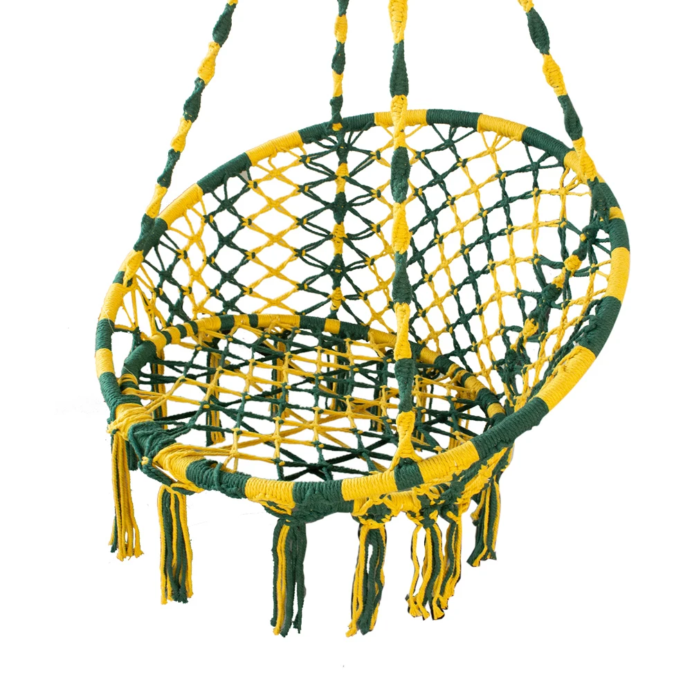 Классическое разноцветное кресло-гамак Lakers желтого и зеленого цветов из хлопка, подарочное кресло в богемном стиле для девушек и подруг