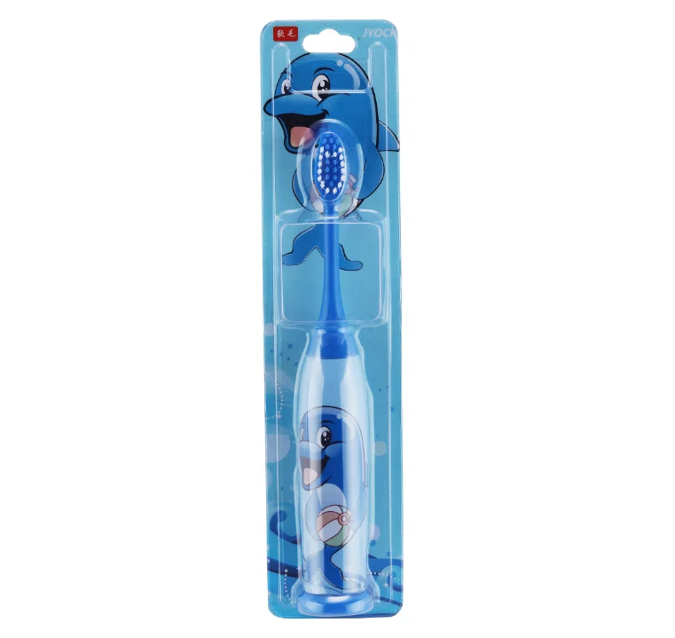 IPX7 Level Cartoon Decorated Slim Handle Soft Polished Bristle Vibrating Children Battery Powered Toothbrush