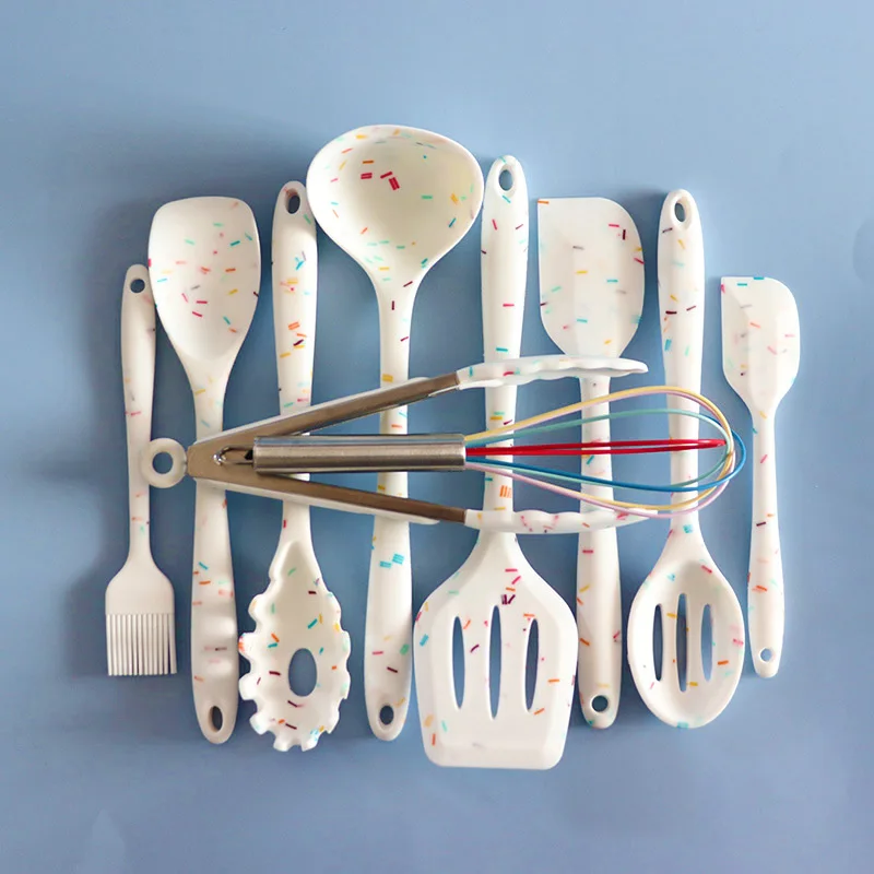 
Pengilang Menyediakan Peralatan Dapur Silikon All-in-one 10-set Peralatan Dapur Rumah Tangga Yang Tidak Lengket Set Sudu Memasak 