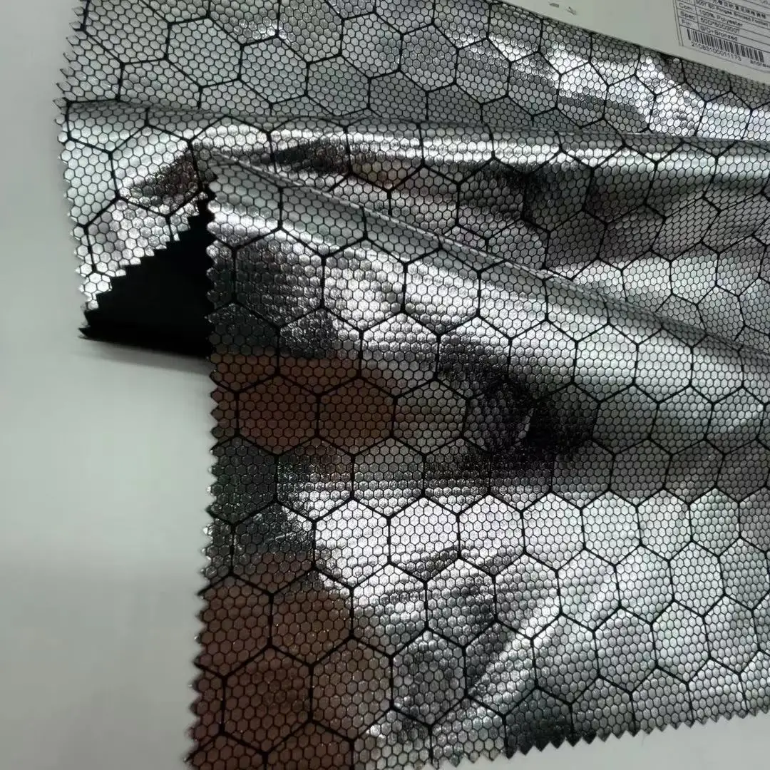 50D 300T foil ripstop print pongee fabric for Jacket lining