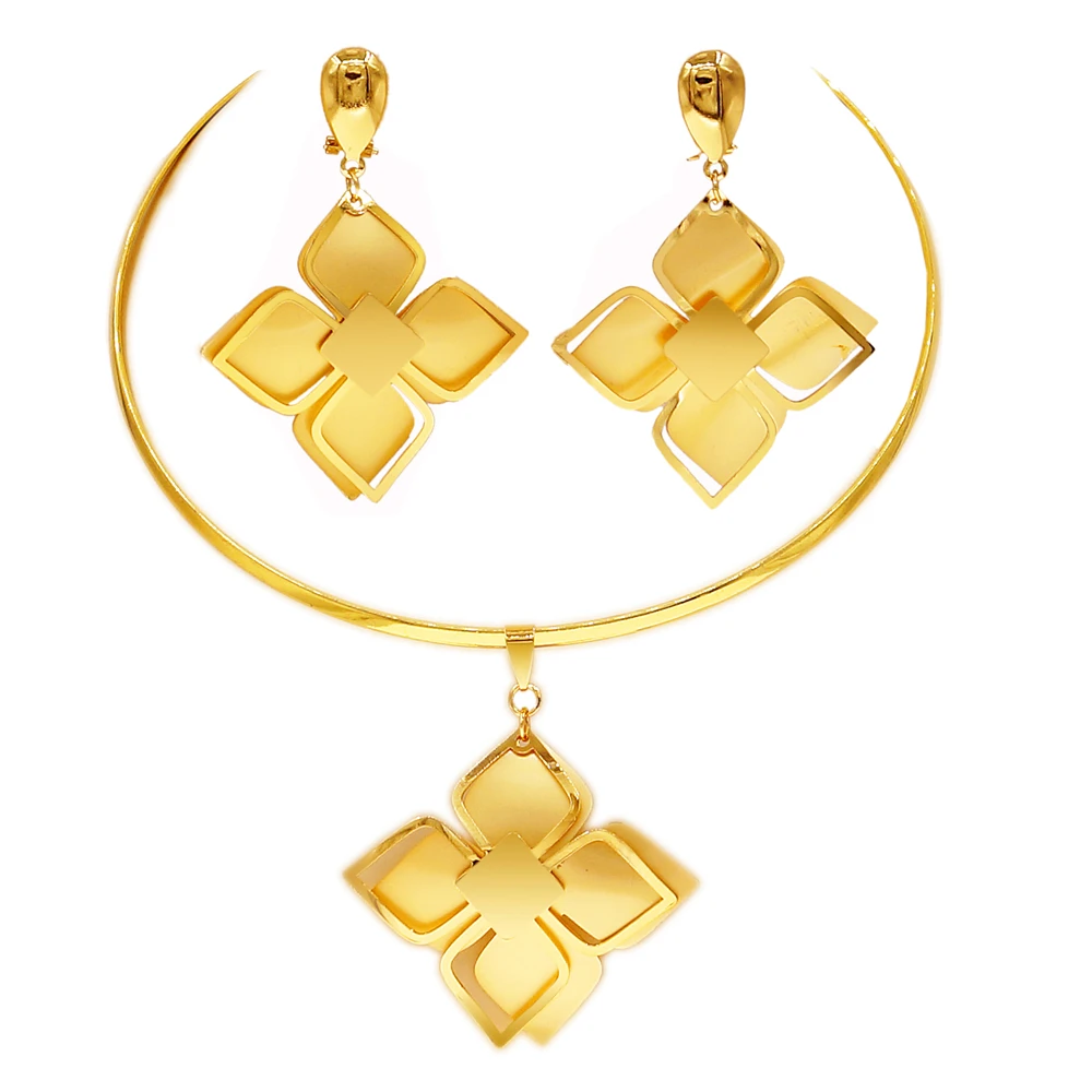 Zhuerrui High Quality Luxury Jewelry Sets Italian Gold Plated Jewelry Set Fashion Lady Dubai Style Jewellery Sets N220004
