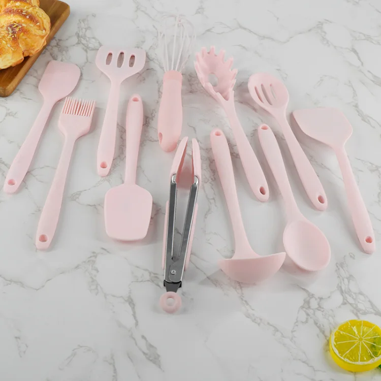 Factory Wholesale Silicone Kitchenware Set 12-piece Silicone Spatula Spoon Food Clip Kitchen Cooking Utensils