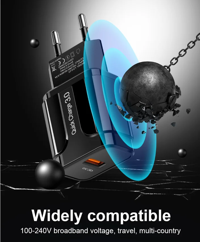 USB зарядное устройство Quick Charge 3,0 Универсальный мобильный телефон зарядное устройство настенное зарядное устройство USB для зарядки электроники с разъемами стандартов США адаптер для розеток европейского стандарта