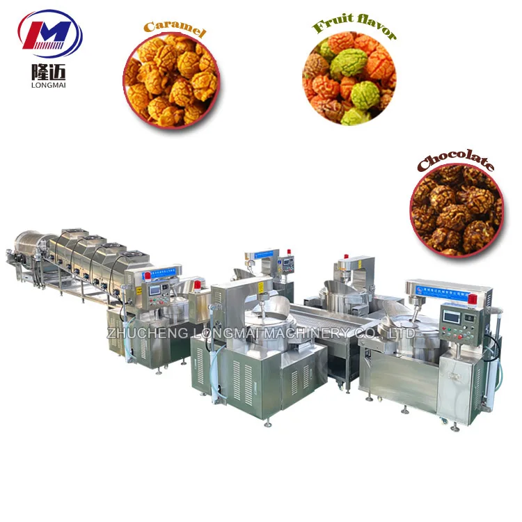 Discount price automatic industrial American caramel popcorn production line processing machine with different flavors