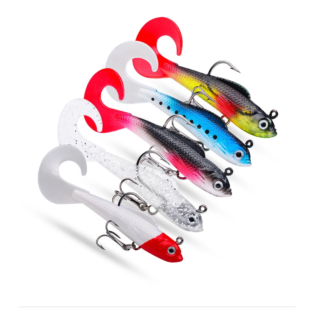 Newbility 85mm 8.7g Artificial Multi Color Plastic Luminous Wobblers Lead Soft Coiling Tail Fishing Lure