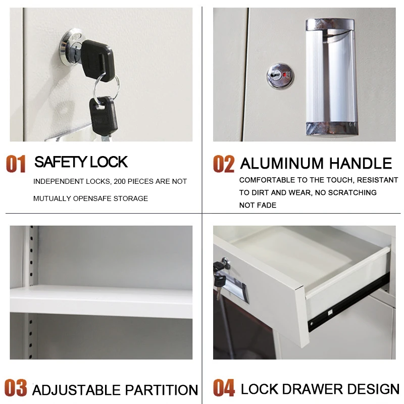 
Storage Lockers 2 Doors Wardrobe Safe Deposit Almirah Geometric Style Steel Cabinet With Two Glass Swing Door File Locker 