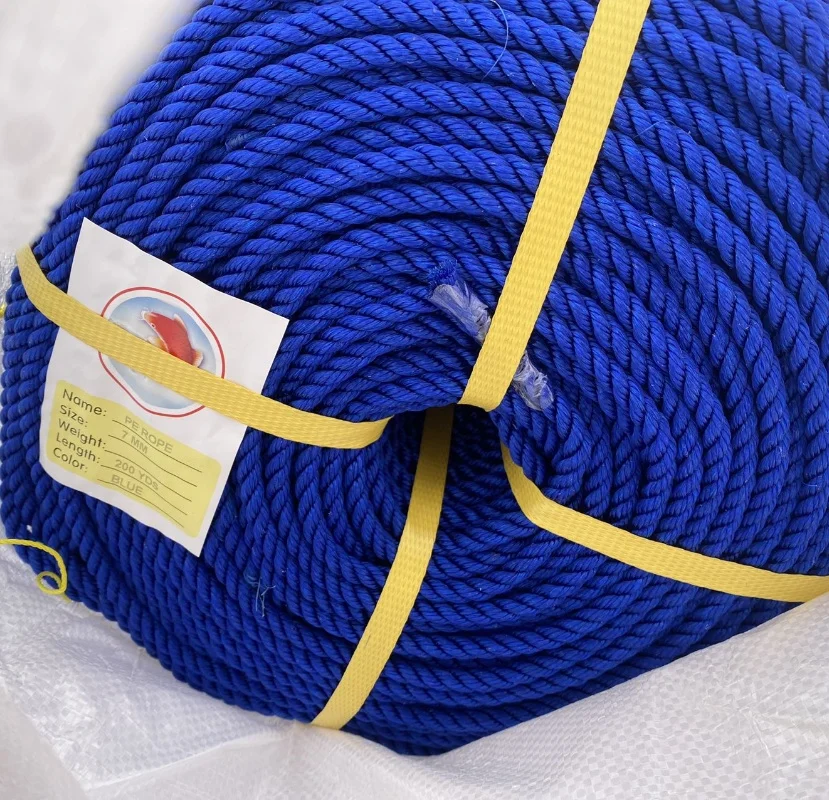 Заводской поставщик ПЭ плетеные скрученные веревки 7 мм 200yds синий цвет полиэфирная плетеная веревка