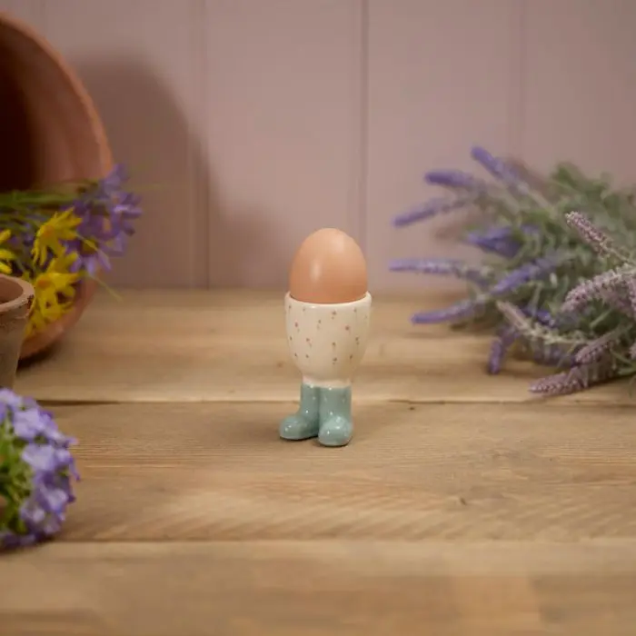 QUEEN OF THE GARDEN FLORAL CERAMIC WELLY BOOT EGG CUP