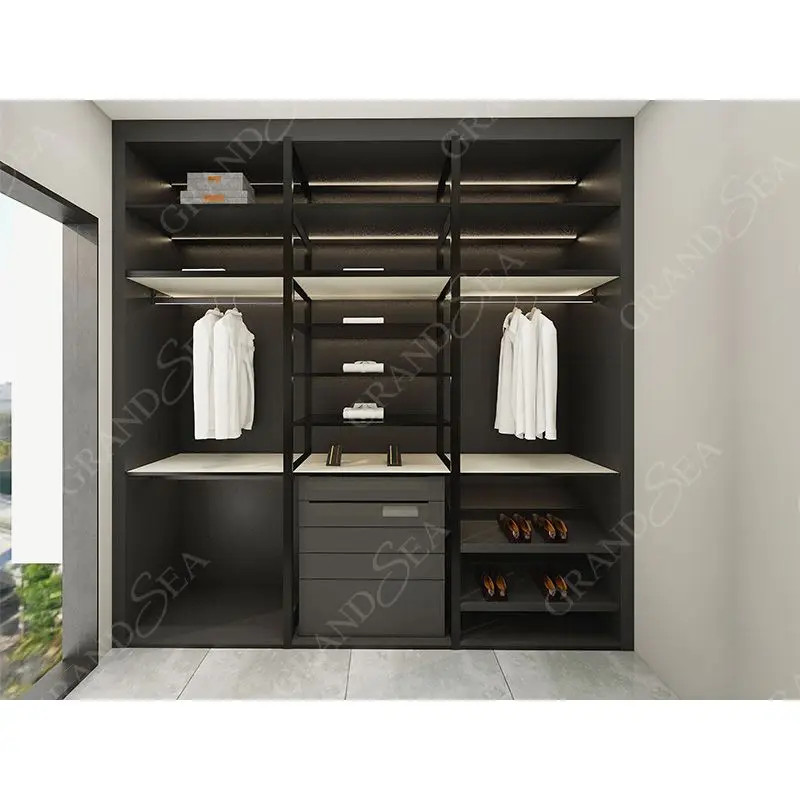 Custom Modern Design High End Best Quality Open Wardrobe with Dress Table Walk in Closet Ready to Assemble