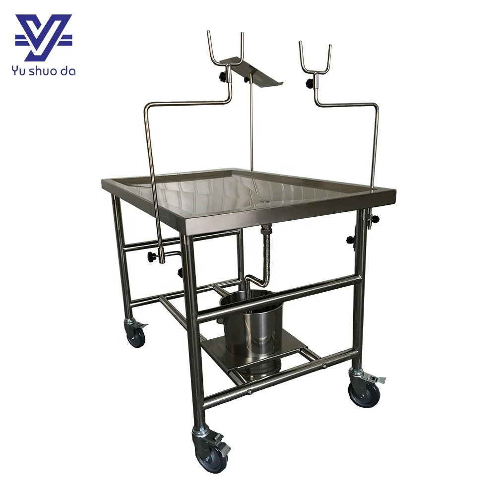 Popular design morgue use steel cart body autopsy table with CE certificate