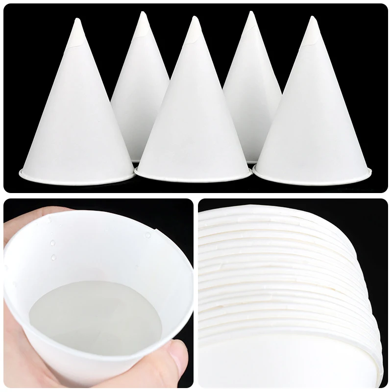 Disposable custom Color conical 6oz paper cup Straight drinking water shaved ice cream cone paper cup Conical paper cup