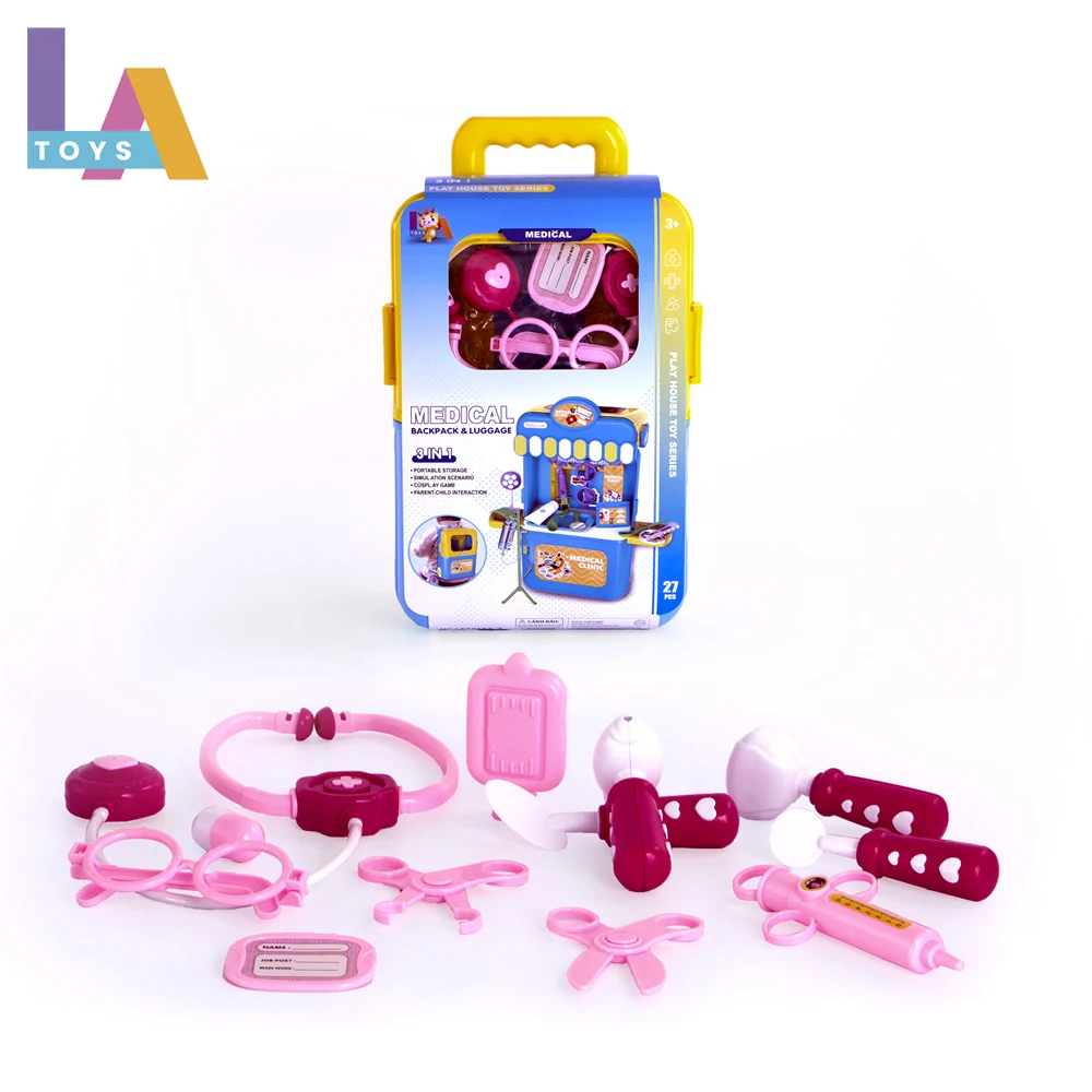 Longthuy Made in Vietnam 3 in 1 Play house travel suitcase toy Educational kitchenware medical ware dessert jewelry toy set