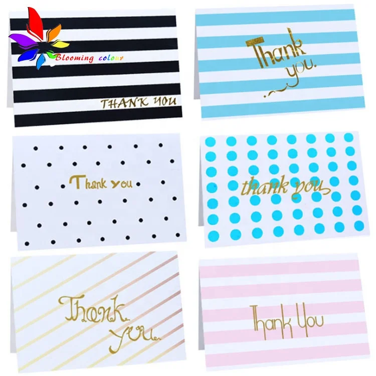 Custom Design White Pink Paper Center- fold Thanks Card and Holiday Card