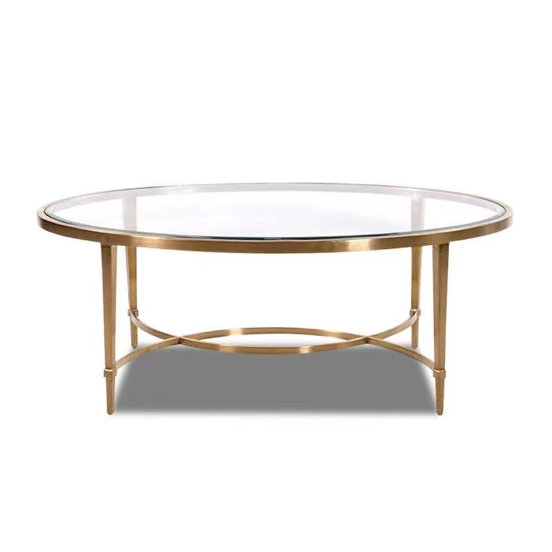 Gold Coffee Table Luxury Living Room Furniture Oval Shape Tempered Glass Top Stainless Steel Frame Sofa Tea Center Tables Modern