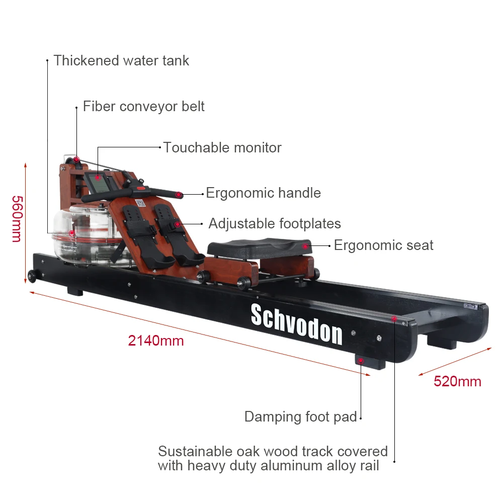 
cheap price hot sale home gym solid wood pine wood water Rowing Machine 