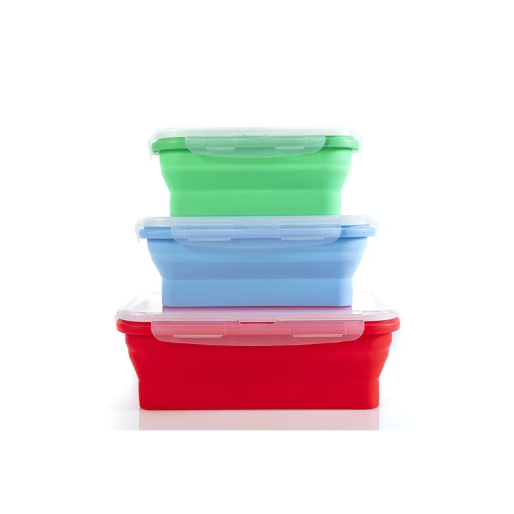  Складные микроволновые многоразовые герметичные складные контейнеры для хранения пищевых продуктов Bento Sets Силиконовый складной Ланч-бокс